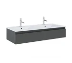 Oltens Vernal umywalka z szafką 120 cm biały połysk/grafit mat 68010400