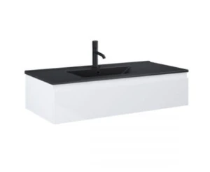 Zestaw Oltens Vernal umywalka z szafką 100 cm czarny mat/biały połysk 68009000