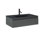 Zestaw Oltens Vernal umywalka z szafką 80 cm czarny mat/grafit mat 68007400