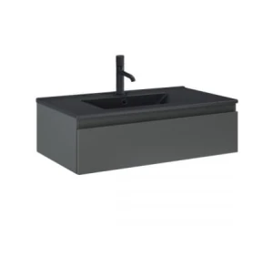 Zestaw Oltens Vernal umywalka z szafką 80 cm czarny mat/grafit mat 68007400
