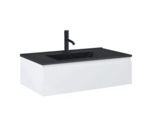 Zestaw Oltens Vernal umywalka z szafką 80 cm czarny mat/biały połysk 68007000