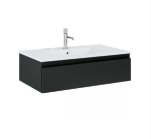Zestaw Oltens Vernal umywalka z szafką 80 cm biały/czarny mat 68006300