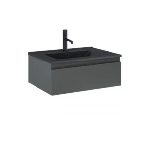 Zestaw Oltens Vernal umywalka z szafką 60 cm czarny mat/grafit mat 68005400