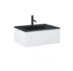 Zestaw Oltens Vernal umywalka z szafką 60 cm czarny mat/biały połysk 68005000