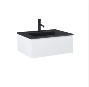 Zestaw Oltens Vernal umywalka z szafką 60 cm czarny mat/biały połysk 68005000