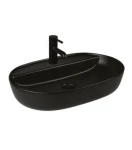 Oltens Hamnes Thin umywalka 62x42 cm nablatowa owalna z powłoką SmartClean czarny mat 41814300
