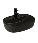 Oltens Hamnes Thin umywalka 51x39 cm nablatowa owalna z powłoką SmartClean czarny mat 41813300