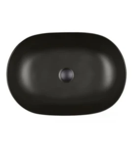 Oltens Hamnes Thin umywalka 60,5x41,5 cm nablatowa owalna z powłoką SmartClean czarny mat 40820300