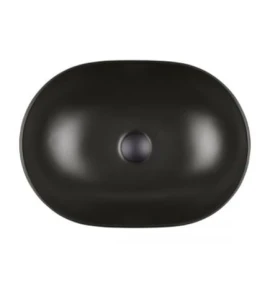 Oltens Hamnes Thin umywalka 49,5x35,5 cm nablatowa owalna z powłoką SmartClean czarny mat 40819300