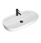 Oltens Hamnes Thin umywalka 80x40 cm nablatowa owalna z powłoką SmartClean biała 41815000