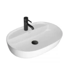 Oltens Hamnes Thin umywalka 62x42 cm nablatowa owalna z powłoką SmartClean biała 41814000