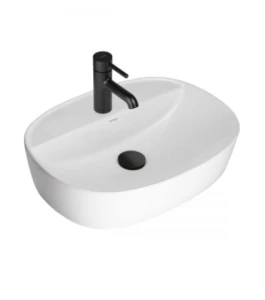 Oltens Hamnes Thin umywalka 51x39 cm nablatowa owalna z powłoką SmartClean biała 41813000