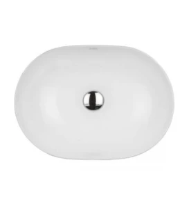 Oltens Hamnes Thin umywalka 49,5x35,5 cm nablatowa owalna z powłoką SmartClean biała 40819000