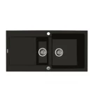 Oltens Gravan zlewozmywak granitowy 1,5-komorowy z ociekaczem 100x50 cm czarny mat 72300300