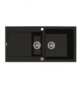 Oltens Gravan zlewozmywak granitowy 1,5-komorowy z ociekaczem 100x50 cm czarny mat 72300300