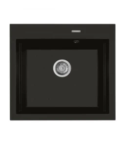 Oltens Gravan zlewozmywak granitowy 1-komorowy 57x51,5 cm czarny mat 72000300