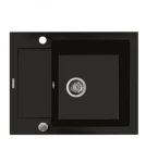 Oltens Gravan zlewozmywak granitowy 1-komorowy z krótkim ociekaczem 62x50 cm czarny mat 72102300